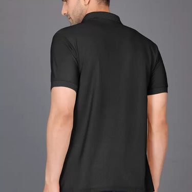 Men Solid Polo Neck Cotton Blend Black T-Shirt